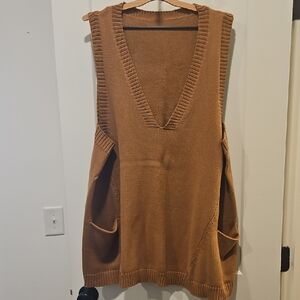 Women's Camel Tan Sweater Vest - 1X
